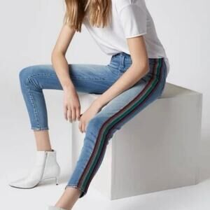 NWOT Blank NYC The Bond Rainbow Stripe Skinny Jeans Size 27